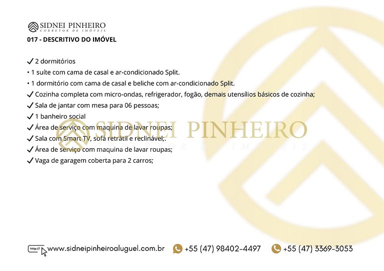 017 - Apartamento com 2 dormitórios na Praia de Bombas