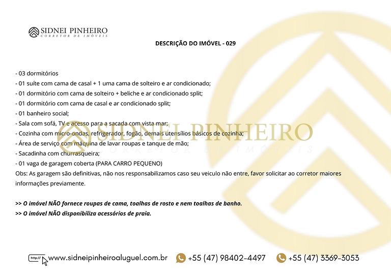 029 - Apartamento 3 dormitórios na Praia de Bombas